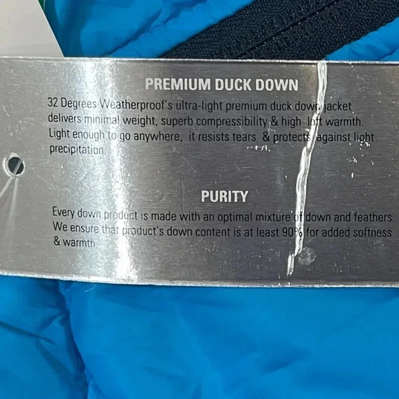 32 Degrees Ultra Light Down Black Blue Full Zip Jacket Women’s size XL New - Picture 5 of 15